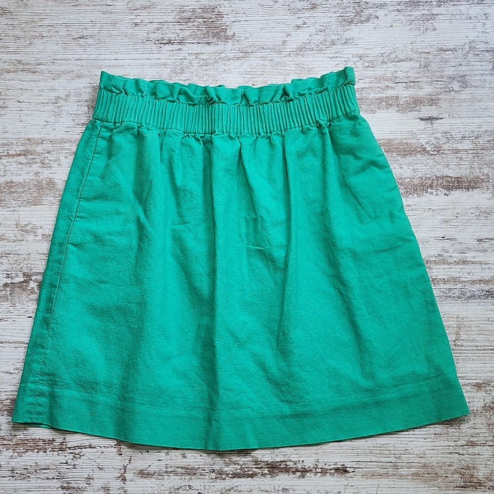 Womens J Crew Linen Blend Skirt Size 0 Green